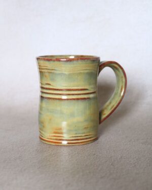 Mug anse large émail vert/brun